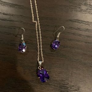 Sterling silver with purple stones necklace set